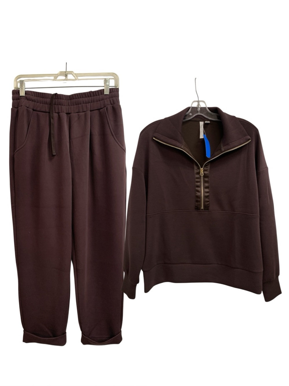 Women's Half-Zip Pullover & Jogger Set - Dark Chocolate
